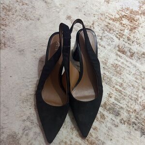 Zara Black Pointed Slingback Heels